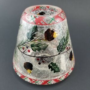 Crackle Glass Pine Cones Holiday Winter Small Candle Jar Shade Unbranded 3.25"